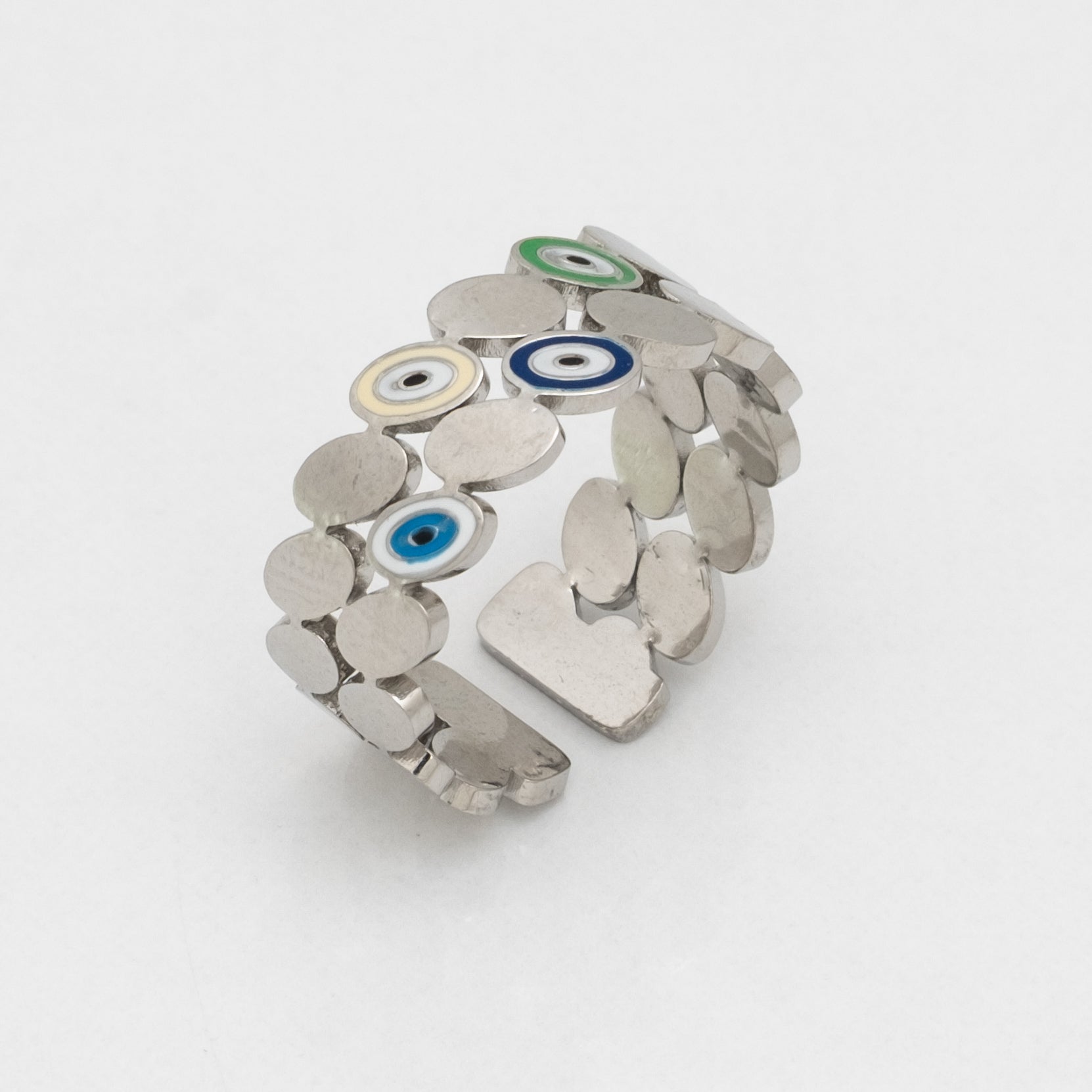Nazar Boncuk Silver Ayarlanabilir Yüzük