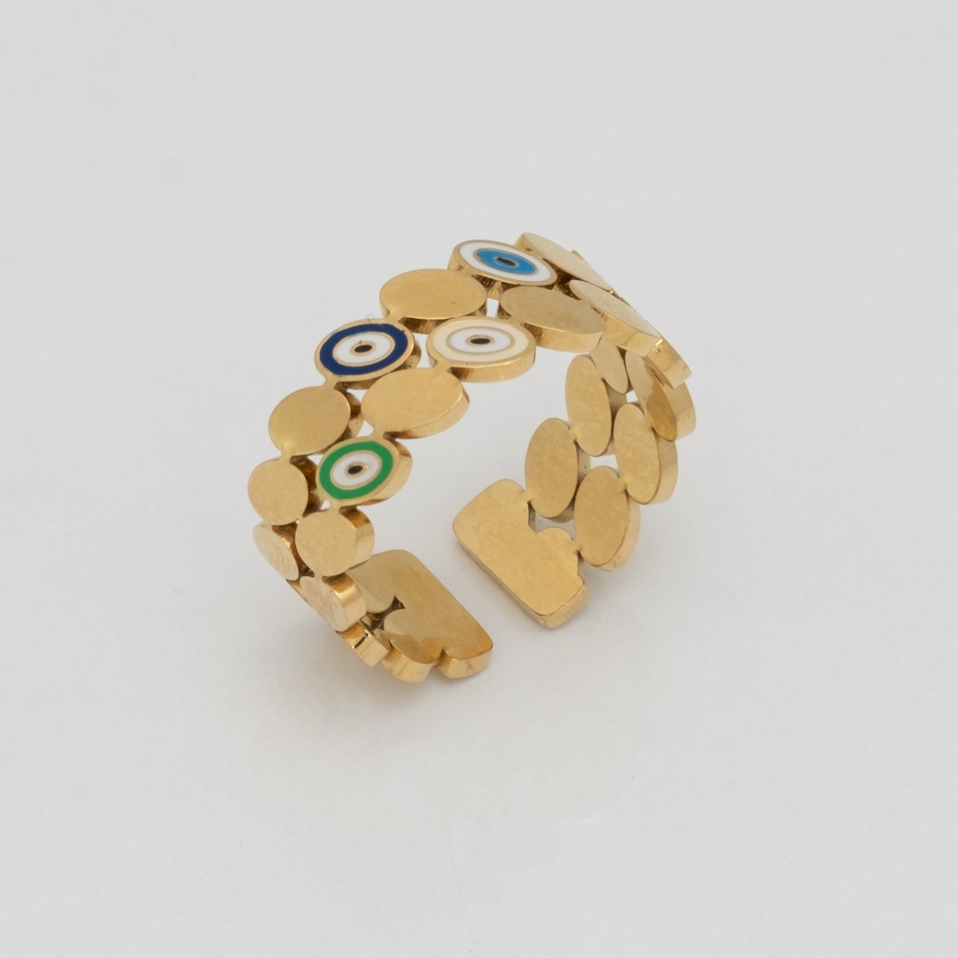 Nazar Boncuk Gold VIP Ayarlanabilir Yüzük