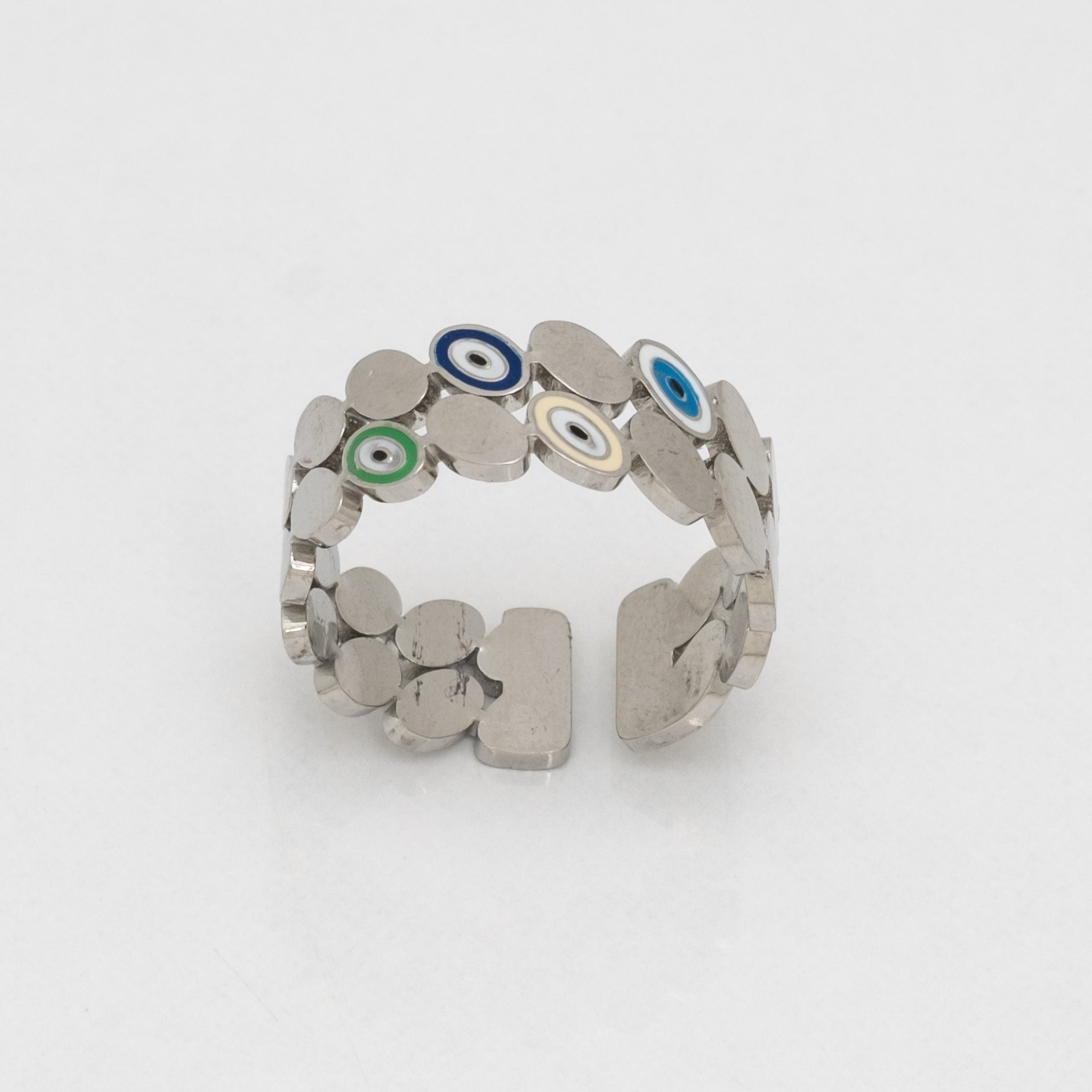 Nazar Boncuk Silver Ayarlanabilir Yüzük